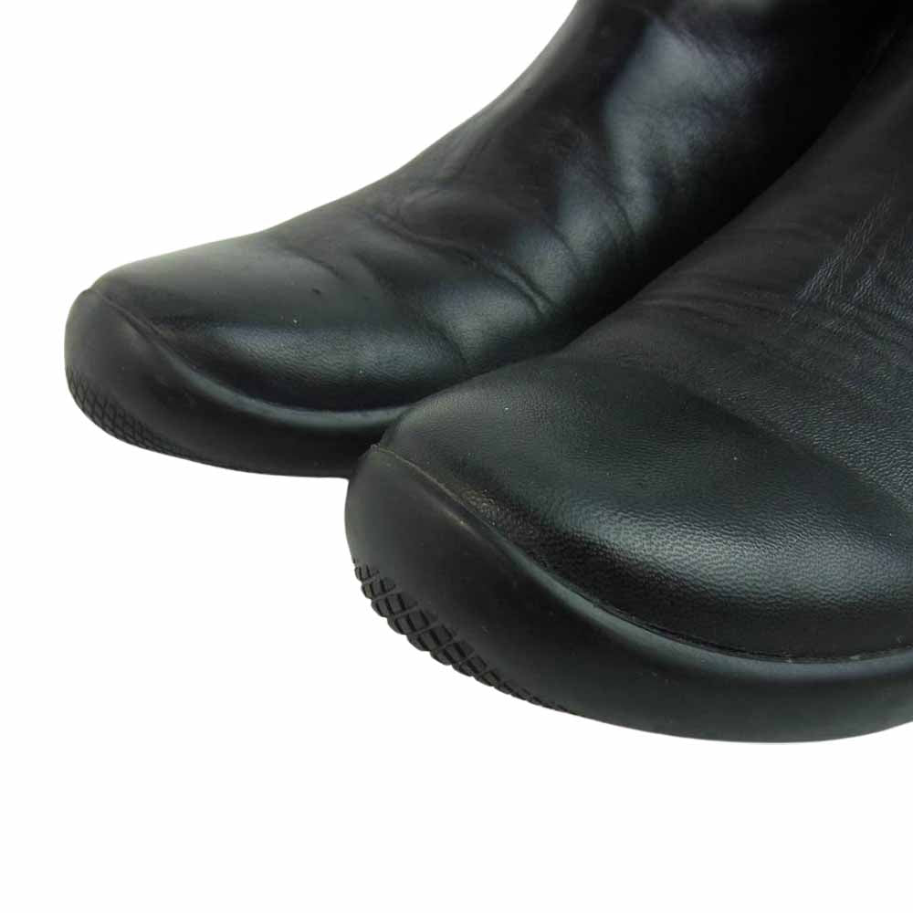 PRADA プラダ レザー 踵ベルクロ アンクル ブーツ シューズ ブラック系 10【中古】