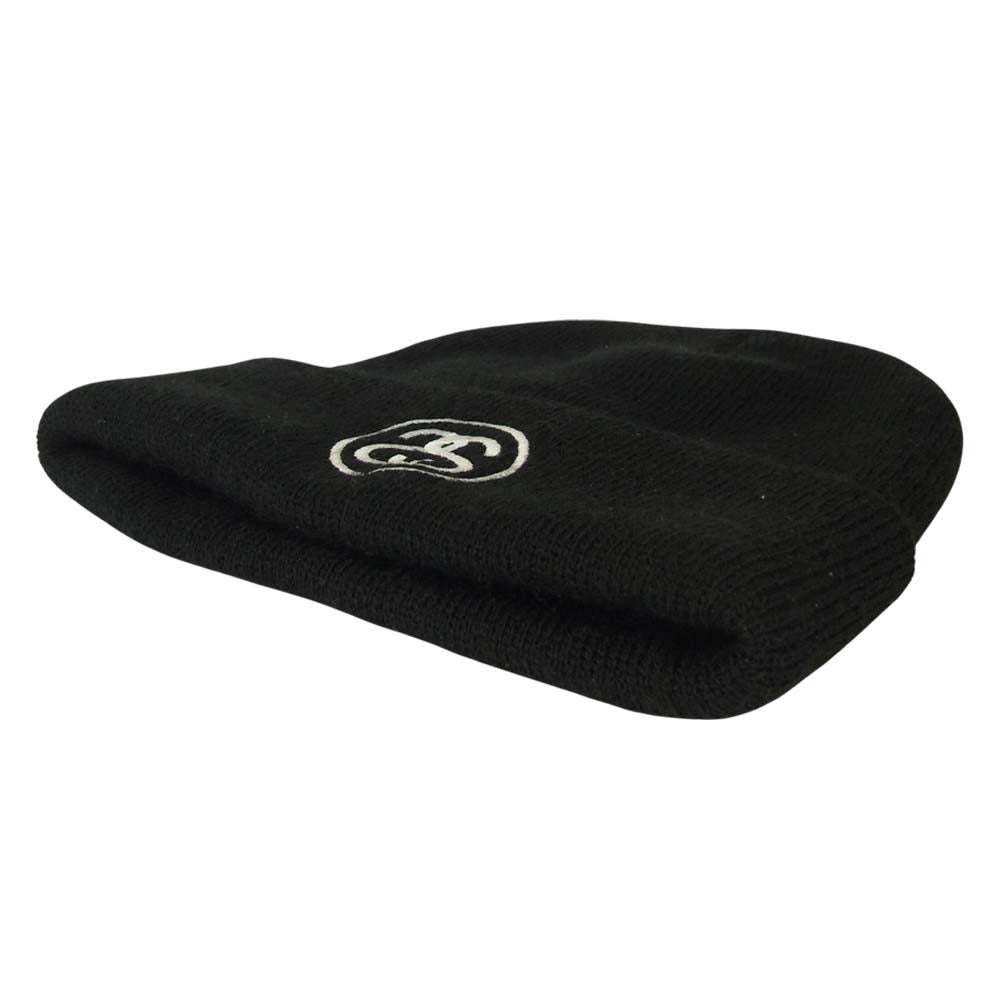 STUSSY ステューシー ロゴ ビーニー ニットキャップ ブラック系【中古】