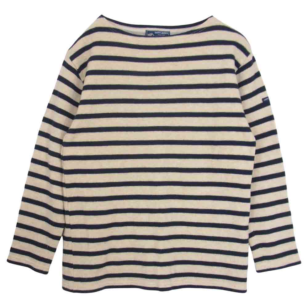 SAINT JAMES セントジェームス ウール混 ボーダー ニット バスクシャツ ネイビー系 M【中古】