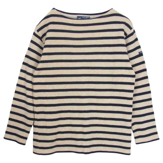 SAINT JAMES セントジェームス ウール混 ボーダー ニット バスクシャツ ネイビー系 M【中古】