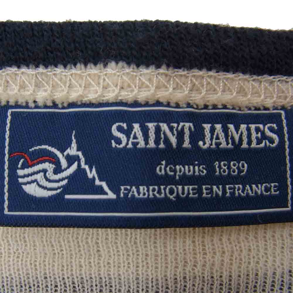 SAINT JAMES セントジェームス ウール混 ボーダー ニット バスクシャツ ネイビー系 M【中古】