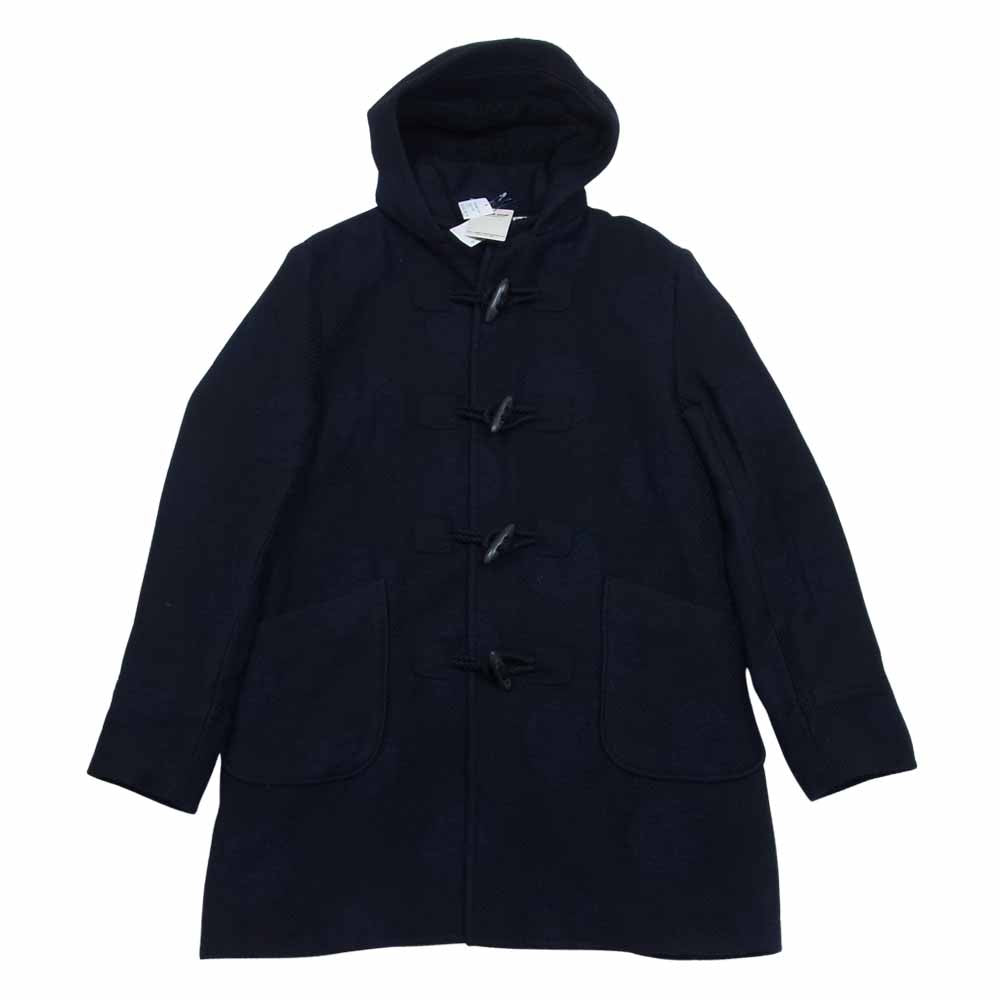 BLUE BLUE ブルーブルー ジャガード ウール 裏ボア ドット ダッフルコート ダークネイビー系 L【美品】【中古】