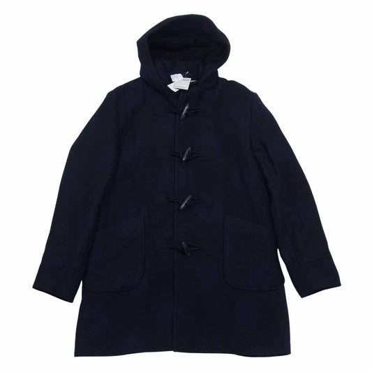 BLUE BLUE ブルーブルー ジャガード ウール 裏ボア ドット ダッフルコート ダークネイビー系 L【美品】【中古】