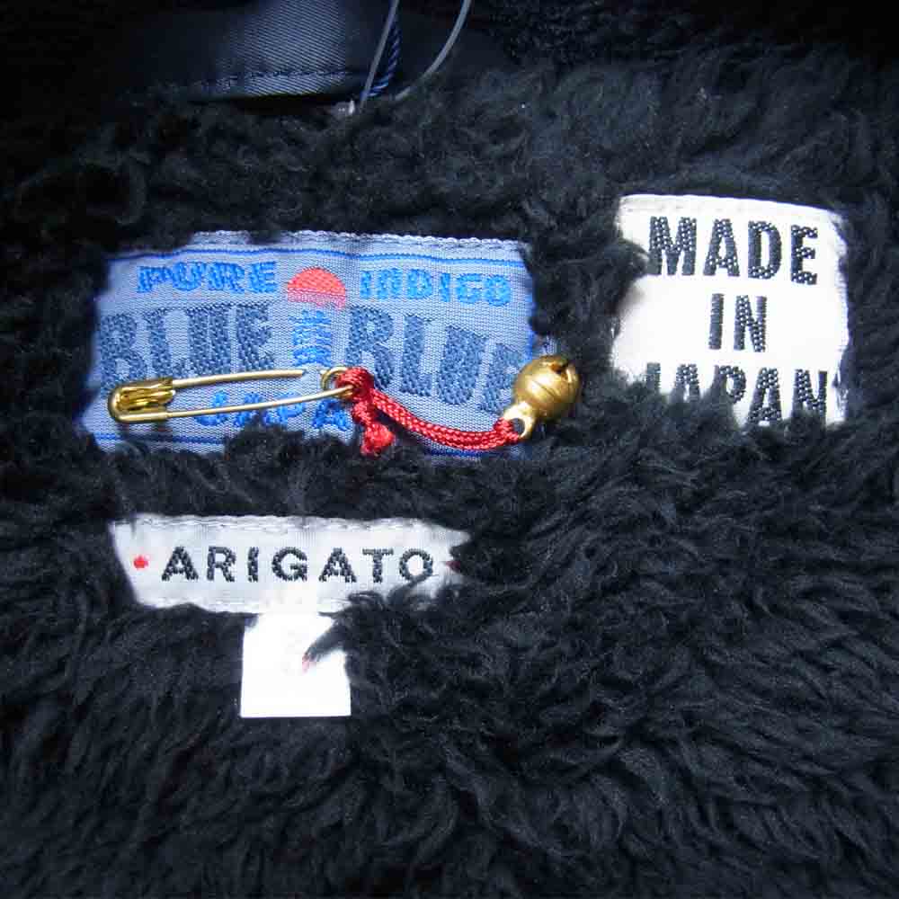 BLUE BLUE ブルーブルー ジャガード ウール 裏ボア ドット ダッフルコート ダークネイビー系 L【美品】【中古】