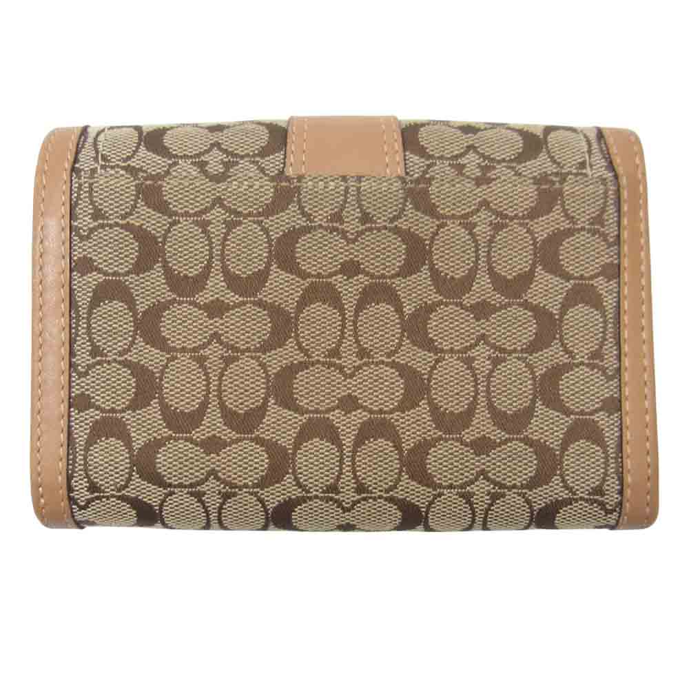 COACH コーチ シグネチャー ソーホー ベルトバックル 3つ折り ブラウン系【中古】