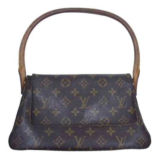 LOUIS VUITTON ルイ・ヴィトン M51147  モノグラム ミニ ルーピング バッグ ダークブラウン系【中古】