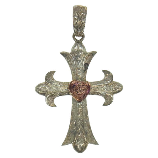 ロノ ハワイアンジュエリー SLV925 クロス ハート ペンダントトップ シルバー系【中古】