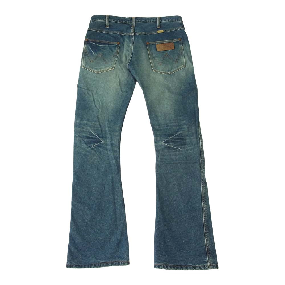 AKM エイケイエム Wrangler ラングラー S1061 USED加工 裏地チェック バナナシルエット ウォッシュ デニム パンツ インディゴブルー系 M【中古】