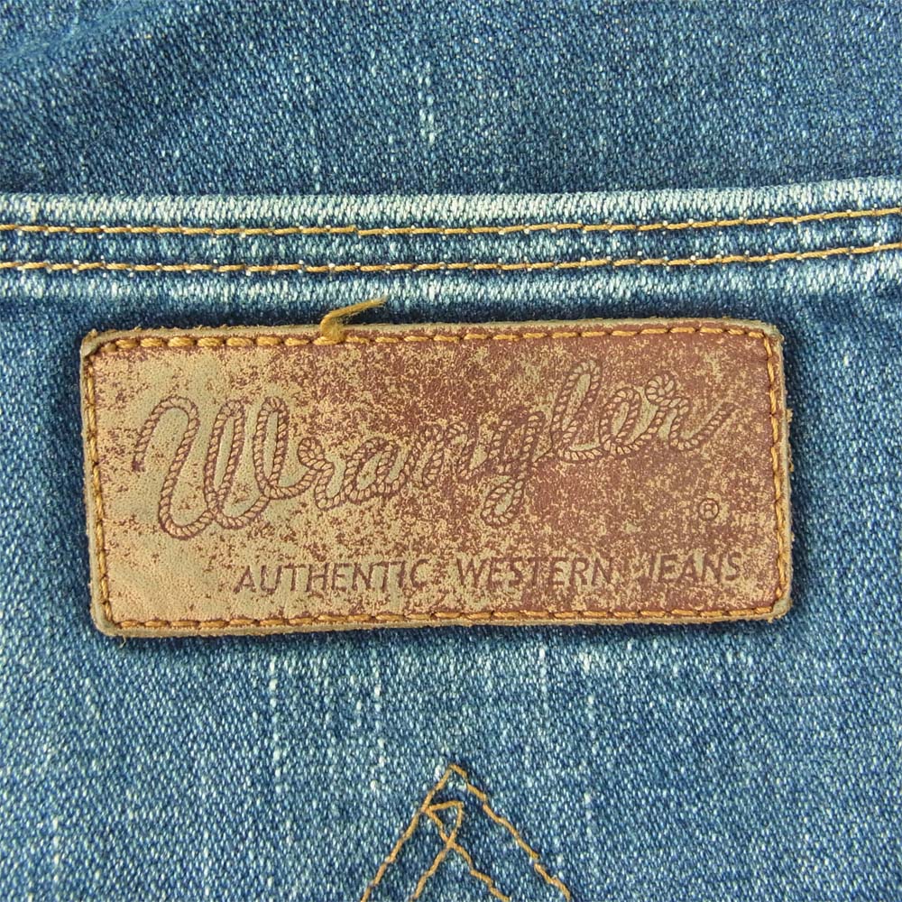 AKM エイケイエム Wrangler ラングラー S1061 USED加工 裏地チェック バナナシルエット ウォッシュ デニム パンツ インディゴブルー系 M【中古】