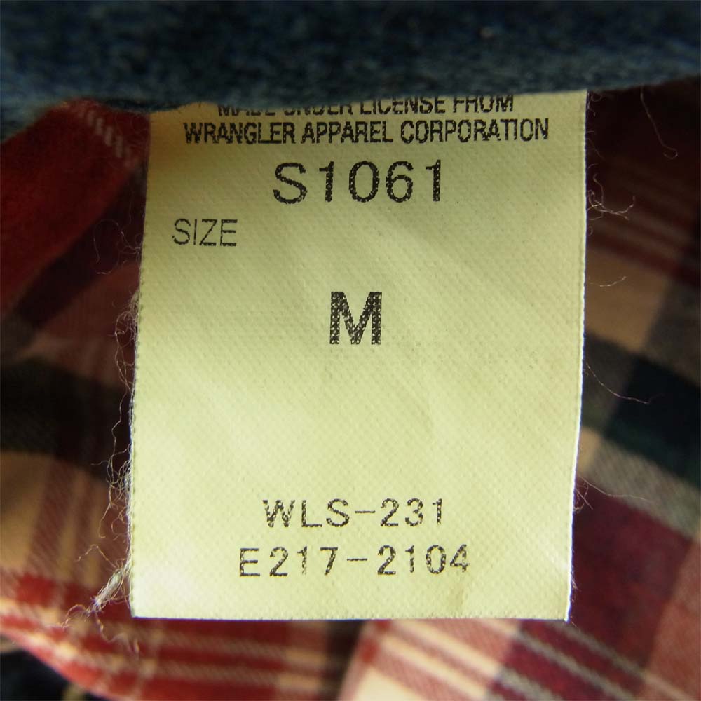AKM エイケイエム Wrangler ラングラー S1061 USED加工 裏地チェック バナナシルエット ウォッシュ デニム パンツ インディゴブルー系 M【中古】