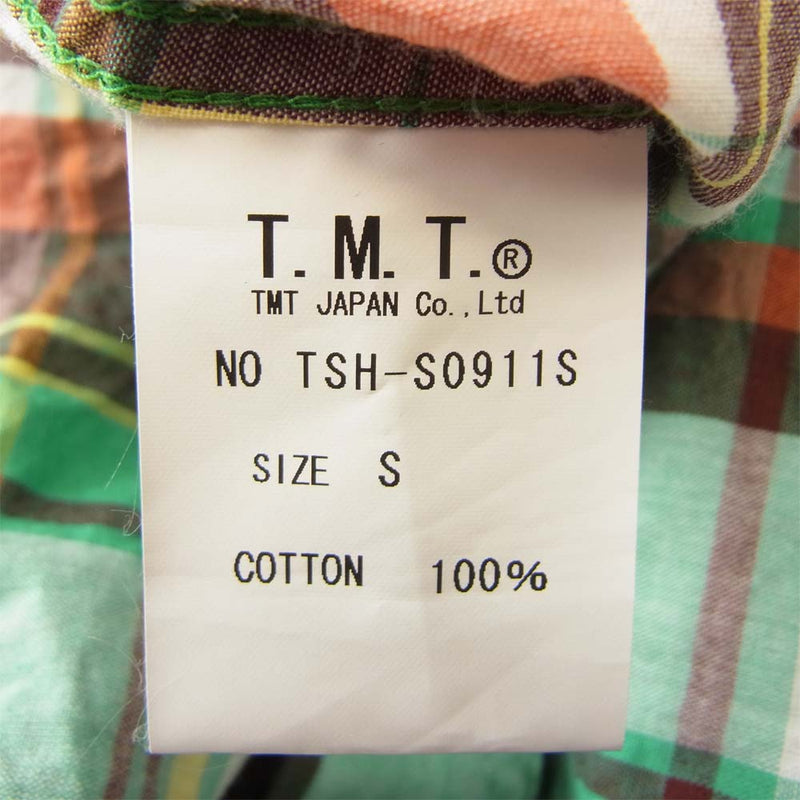 TMT ティーエムティー TSH-S0911S チェック ウエスタン シャツ グリーン ピンク マルチカラー系 S【中古】