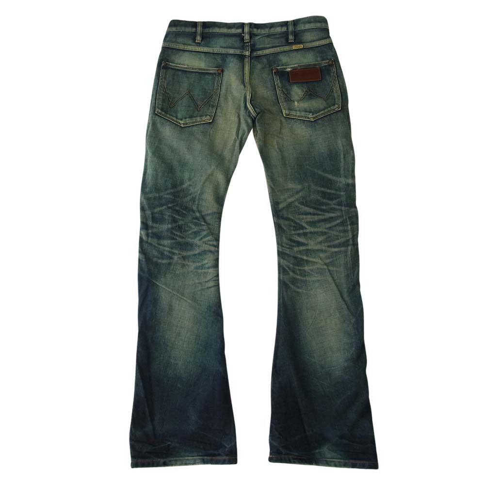 AKM エイケイエム Wrangler ラングラー S1061 ダメージ&リペア加工 裏地チェック バナナシルエット デニム パンツ インディゴブルー系 M【中古】