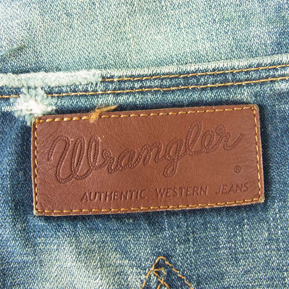 AKM エイケイエム Wrangler ラングラー S1061 ダメージ&リペア加工 裏地チェック バナナシルエット デニム パンツ インディゴブルー系 M【中古】