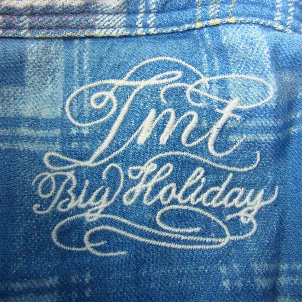 TMT ティーエムティー 18SS TSH-S18SP01 INDIGO CHECK PRINT SHIRT 復刻 ビンテージ加工 インディゴ チェック プリント シャツ インディゴブルー系 M【中古】