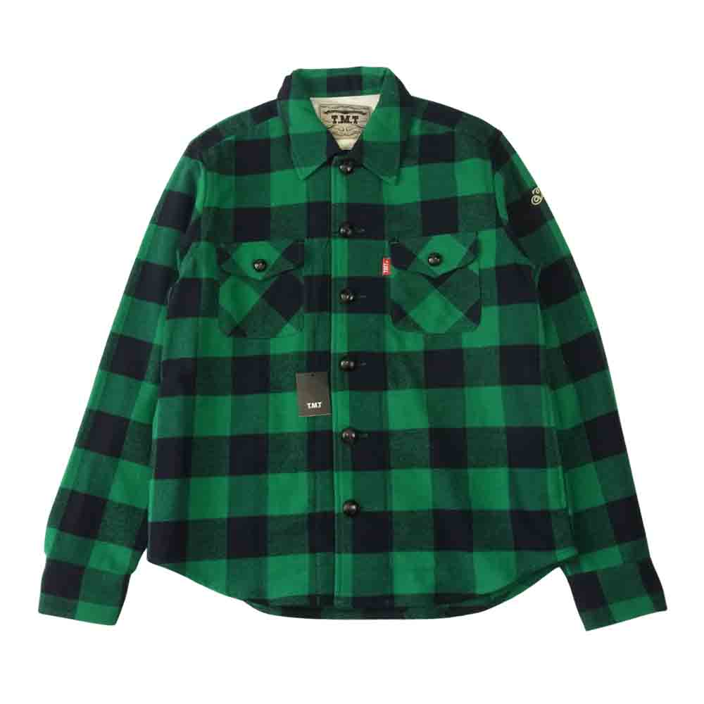 TMT ティーエムティー 18AW TSH-F1803 COTTON-WOOL BUFFALO CHECK SHIRTS コットン ウール バッファロー チェック シャツ ブラック系 グリーン系 M【極上美品】【中古】