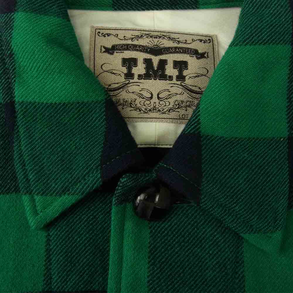 TMT ティーエムティー 18AW TSH-F1803 COTTON-WOOL BUFFALO CHECK SHIRTS コットン ウール バッファロー チェック シャツ ブラック系 グリーン系 M【極上美品】【中古】