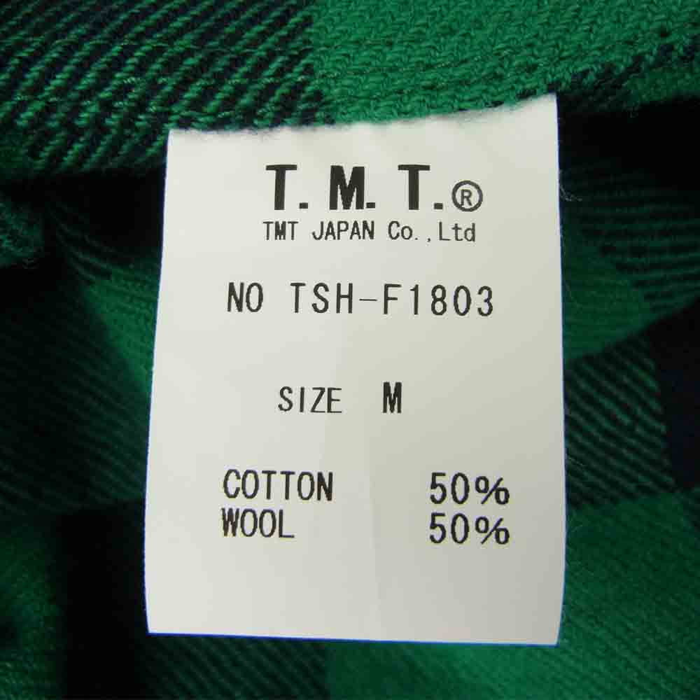 TMT ティーエムティー 18AW TSH-F1803 COTTON-WOOL BUFFALO CHECK SHIRTS コットン ウール バッファロー チェック シャツ ブラック系 グリーン系 M【極上美品】【中古】