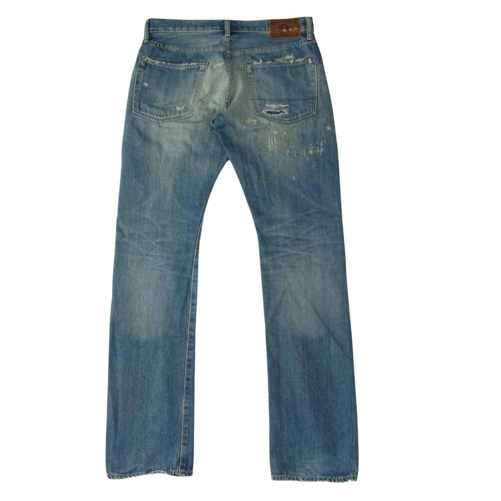 HYSTERIC GLAMOUR ヒステリックグラマー 0263AP14 REMAKE加工 ダメージ リペア スタッズ デニム パンツ インディゴブルー系 31【中古】