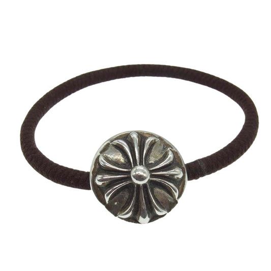 CHROME HEARTS クロムハーツ（原本無） クロスボールボタン ヘアゴム コンチョ シルバー系 ブラウン系【中古】