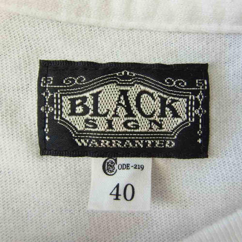 BLACK SIGN ブラックサイン コットン 半袖Tシャツ 袖ロールアップ ホワイト系 40【中古】