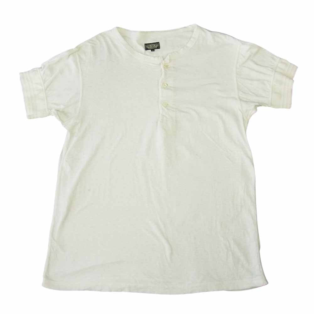 BLACK SIGN ブラックサイン ヘンリーネック 半袖 袖リブ Tシャツ ホワイト系 40【中古】