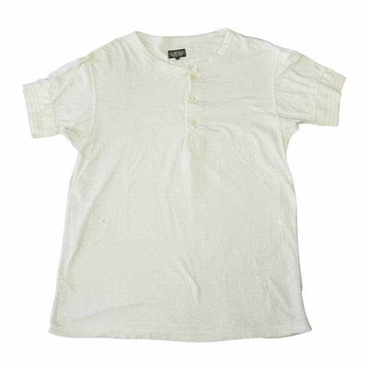BLACK SIGN ブラックサイン ヘンリーネック 半袖 袖リブ Tシャツ ホワイト系 40【中古】
