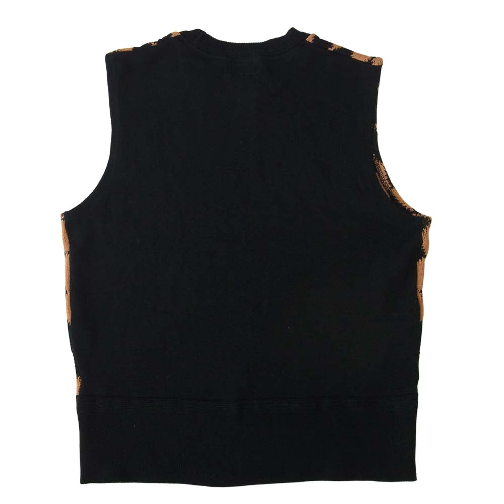 BLACK SIGN ブラックサイン アーガイル チェック ニット ベスト ブラック系 ブラウン系 40【中古】