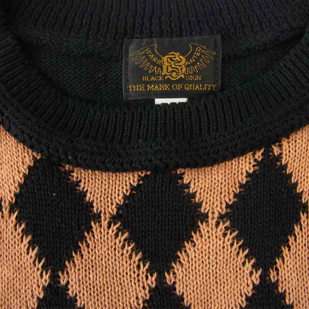 BLACK SIGN ブラックサイン アーガイル チェック ニット ベスト ブラック系 ブラウン系 40【中古】