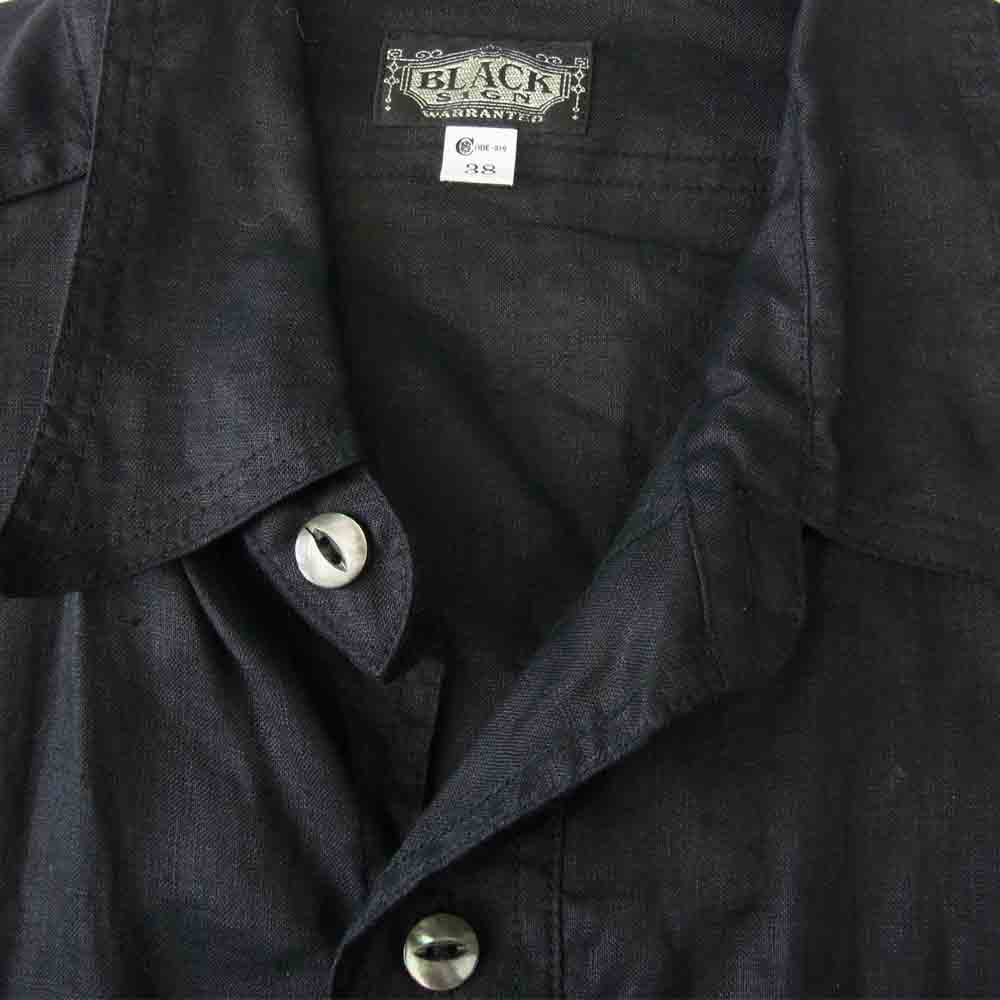 BLACK SIGN ブラックサイン FRENCH LINEN WATCH CUFFS SHIRT リネン シャツ ブラック系 38【中古】