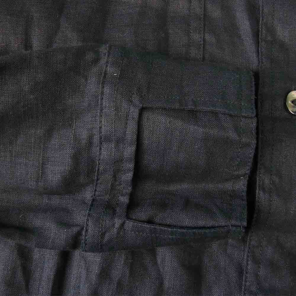 BLACK SIGN ブラックサイン FRENCH LINEN WATCH CUFFS SHIRT リネン シャツ ブラック系 38【中古】