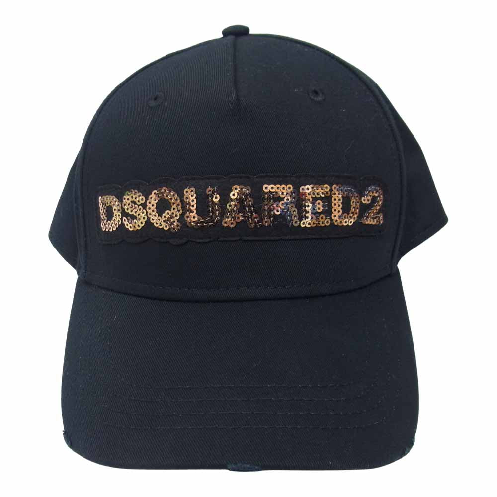 DSQUARED2 ディースクエアード BCM0119 国内正規品 スパンコールロゴ ベースボール キャップ ブラック系 UNI【新古品】【未使用】【中古】