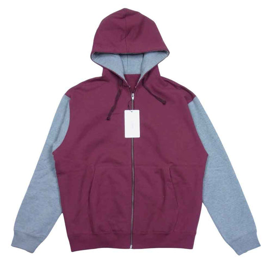N.HOOLYWOOD エヌハリウッド 19AW 292-CS02-015 BICOLOR ZIP UP HOODIE 袖切替 フルジップ フーディ パーカー バーガンディ 36【新古品】【未使用】【中古】