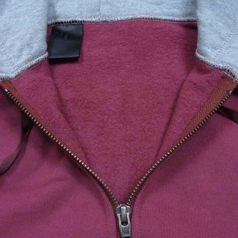 N.HOOLYWOOD エヌハリウッド 19AW 292-CS02-015 BICOLOR ZIP UP HOODIE 袖切替 フルジップ フーディ パーカー バーガンディ 36【新古品】【未使用】【中古】