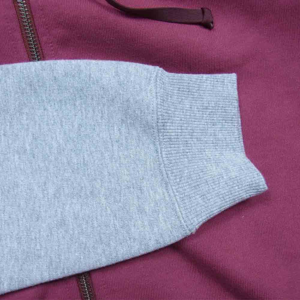 N.HOOLYWOOD エヌハリウッド 19AW 292-CS02-015 BICOLOR ZIP UP HOODIE 袖切替 フルジップ フーディ パーカー バーガンディ 36【新古品】【未使用】【中古】
