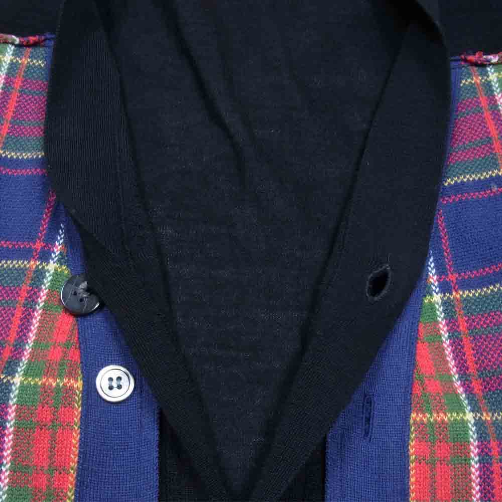 COMME des GARCONS コムデギャルソン HOMME PLUS PE-N002 AD2009 オムプリュス パッチワーク 切替 ウール チェック カーディガン ブラック系 M【中古】