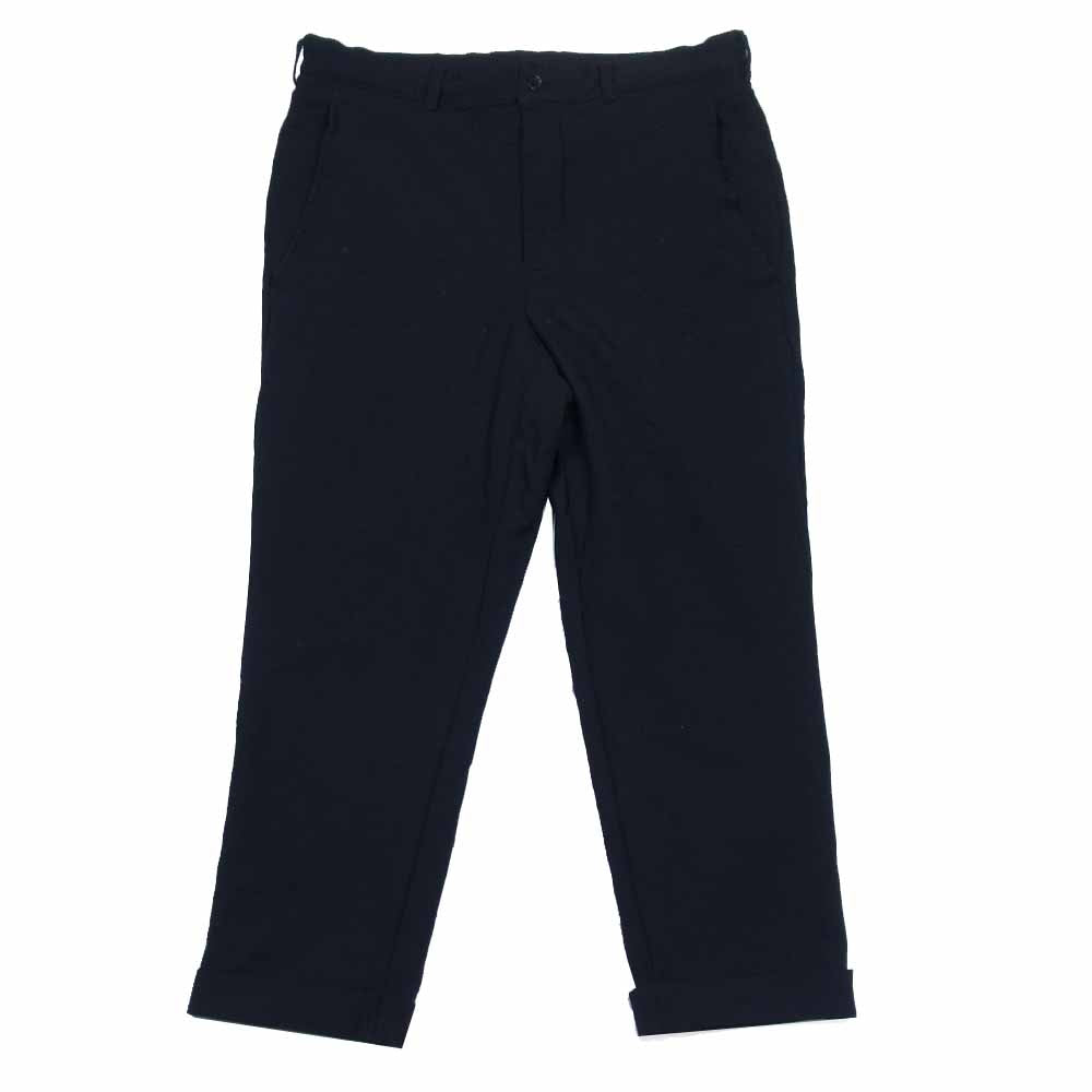 COMME des GARCONS コムデギャルソン BLACK 1B-P012 AD2018 ポリ縮絨 裾ダブル テーパードパンツ ブラック系 L【中古】