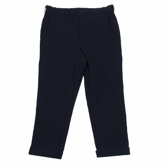 COMME des GARCONS コムデギャルソン BLACK 1B-P012 AD2018 ポリ縮絨 裾ダブル テーパードパンツ ブラック系 L【中古】