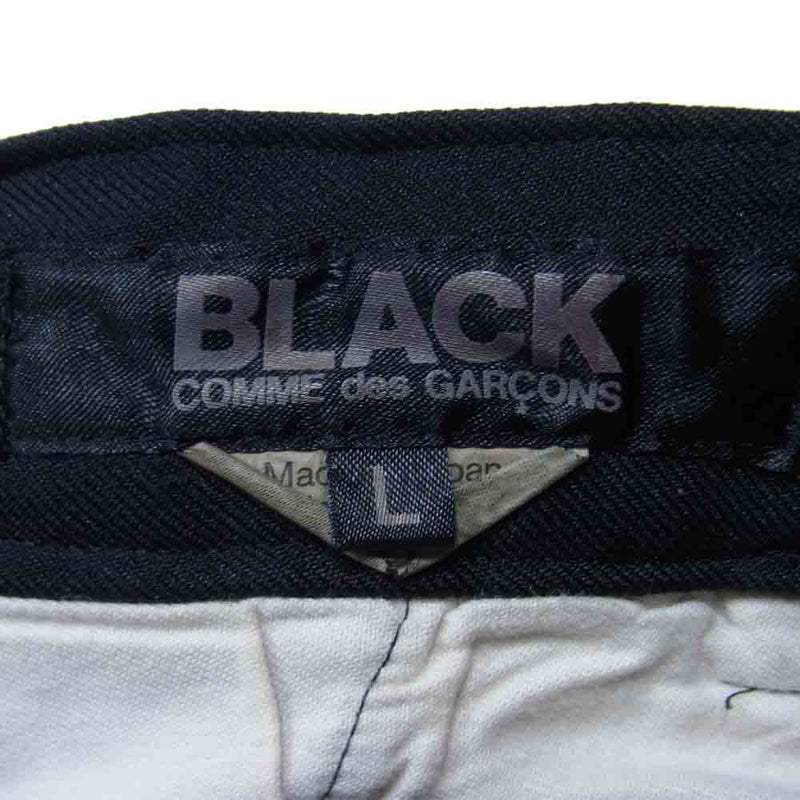 COMME des GARCONS コムデギャルソン BLACK 1B-P012 AD2018 ポリ縮絨 裾ダブル テーパードパンツ ブラック系 L【中古】