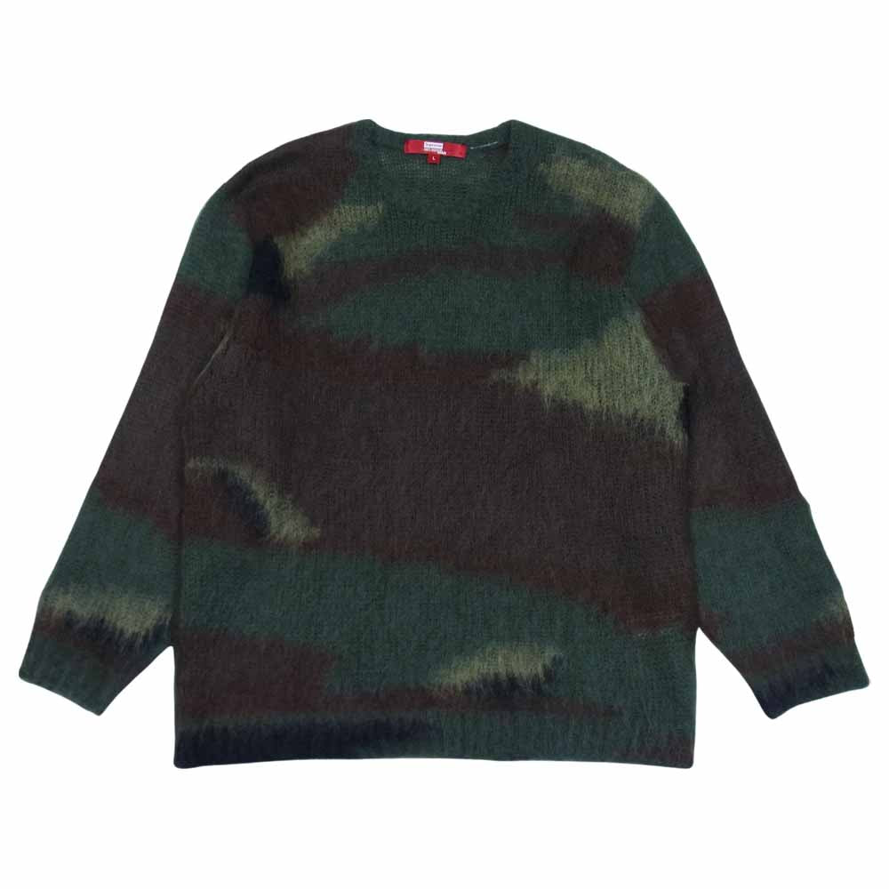 Supreme シュプリーム × JUNYA WATANABE COMME des GARCONS MAN 21AW Brushed Camo Sweater ジュンヤワタナベ コムデギャルソン モヘア混 カモ セーター ニット グリーン系 L【美品】【中古】
