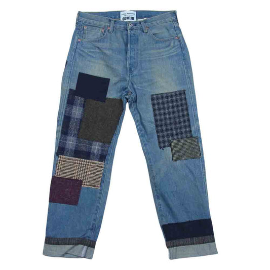JUNYA WATANABE COMME des GARCONS ジュンヤワタナベコムデギャルソン Denim XF-P014 AD2020  再構築 コットン セルビッチ 製品加工 パッチワーク デニム パンツ インディゴブルー系 S【美品】【中古】