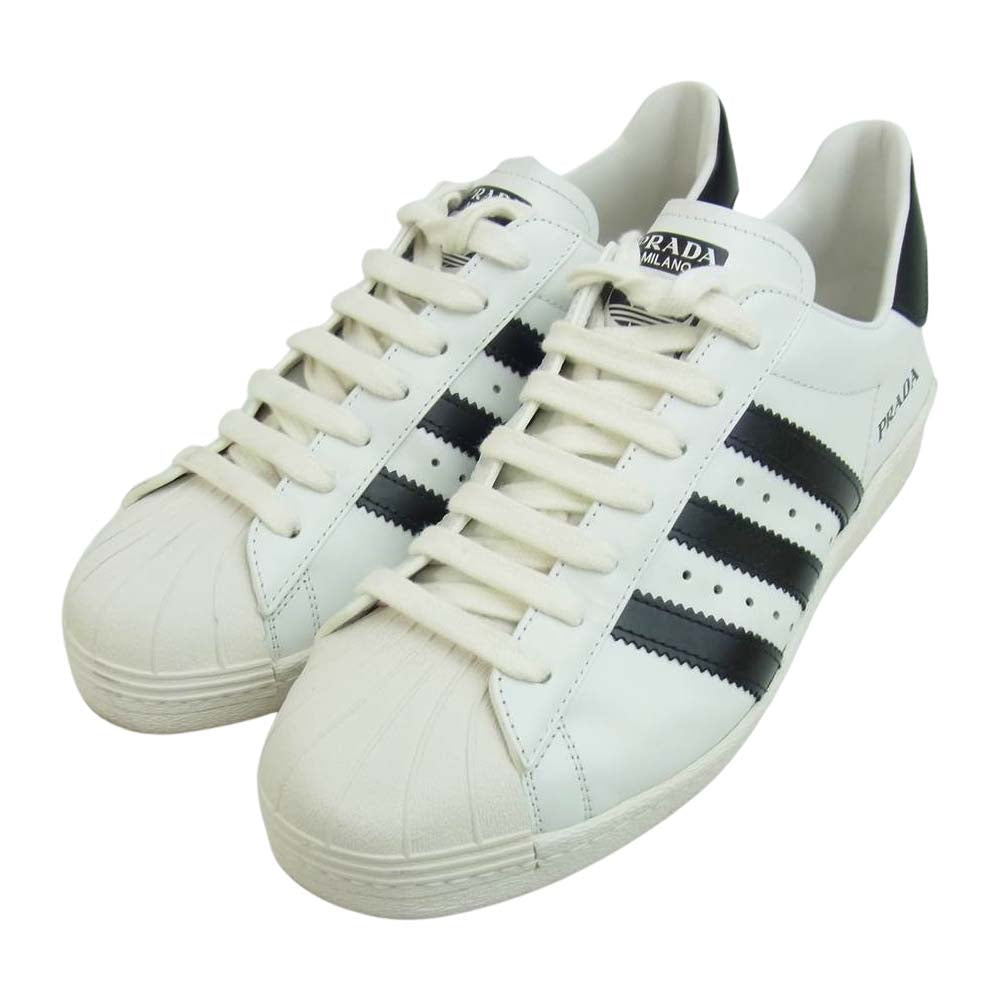 PRADA プラダ × ADIDAS 20SS FW6680 SUPERSTAR アディダス スーパースター ローカット スニーカー ホワイト系 26.5cm【中古】