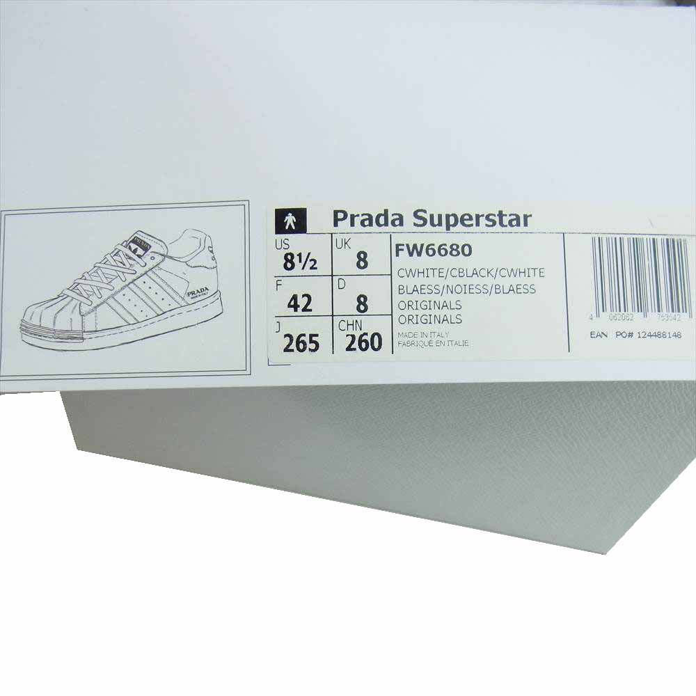PRADA プラダ × ADIDAS 20SS FW6680 SUPERSTAR アディダス スーパースター ローカット スニーカー ホワイト系 26.5cm【中古】
