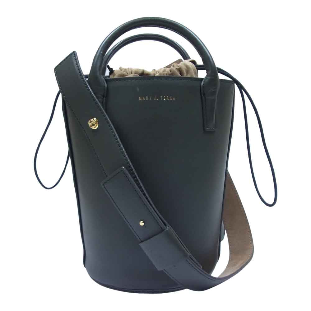 メアリ オル ターナ BOW レザー ハンド バッグ グリーン系【美品】【中古】