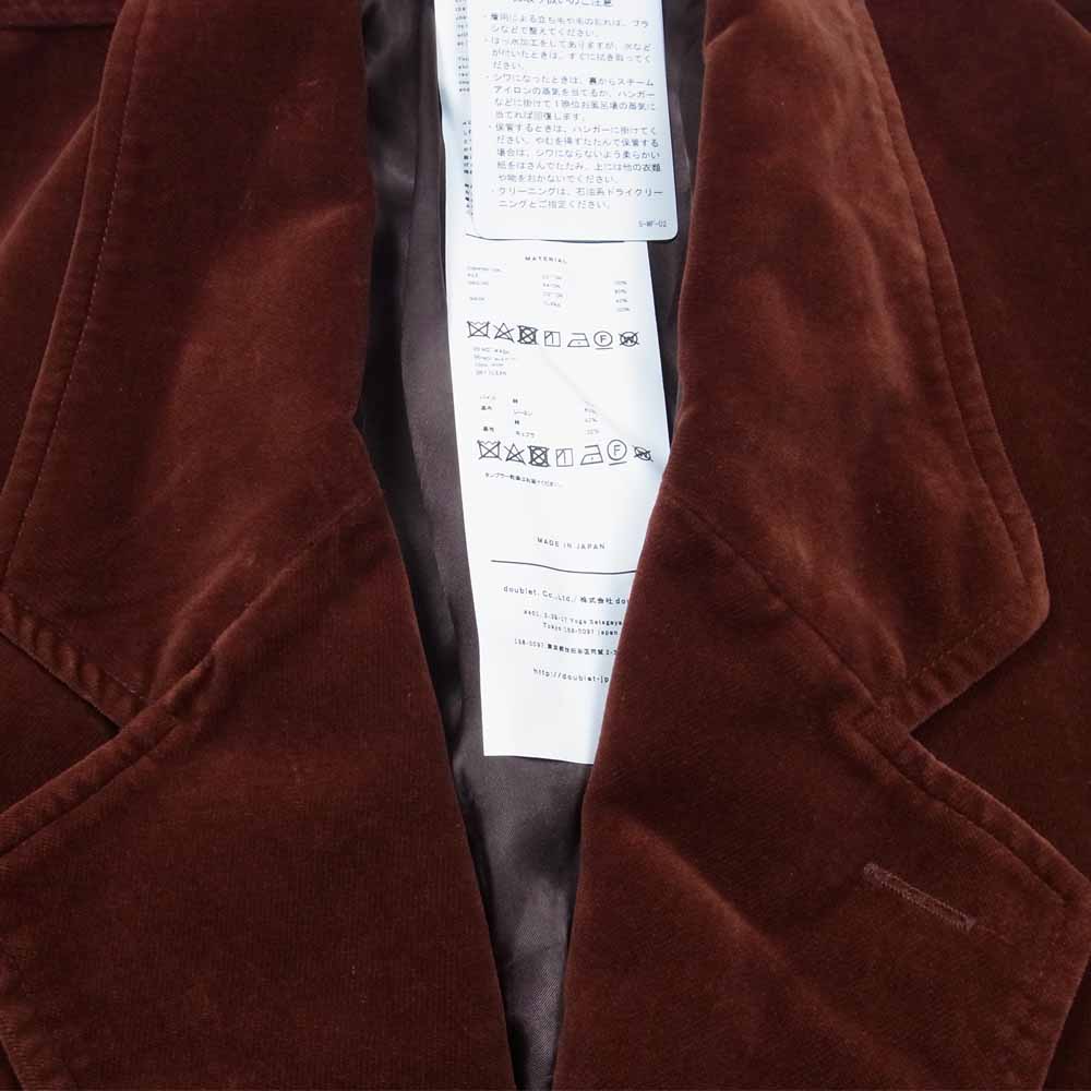 ダブレット 21AW 21AW09jk42 CUT OFF VELVET JACKET カット オフ ベルベット ジャケット ブラウン系 L【新古品】【未使用】【中古】