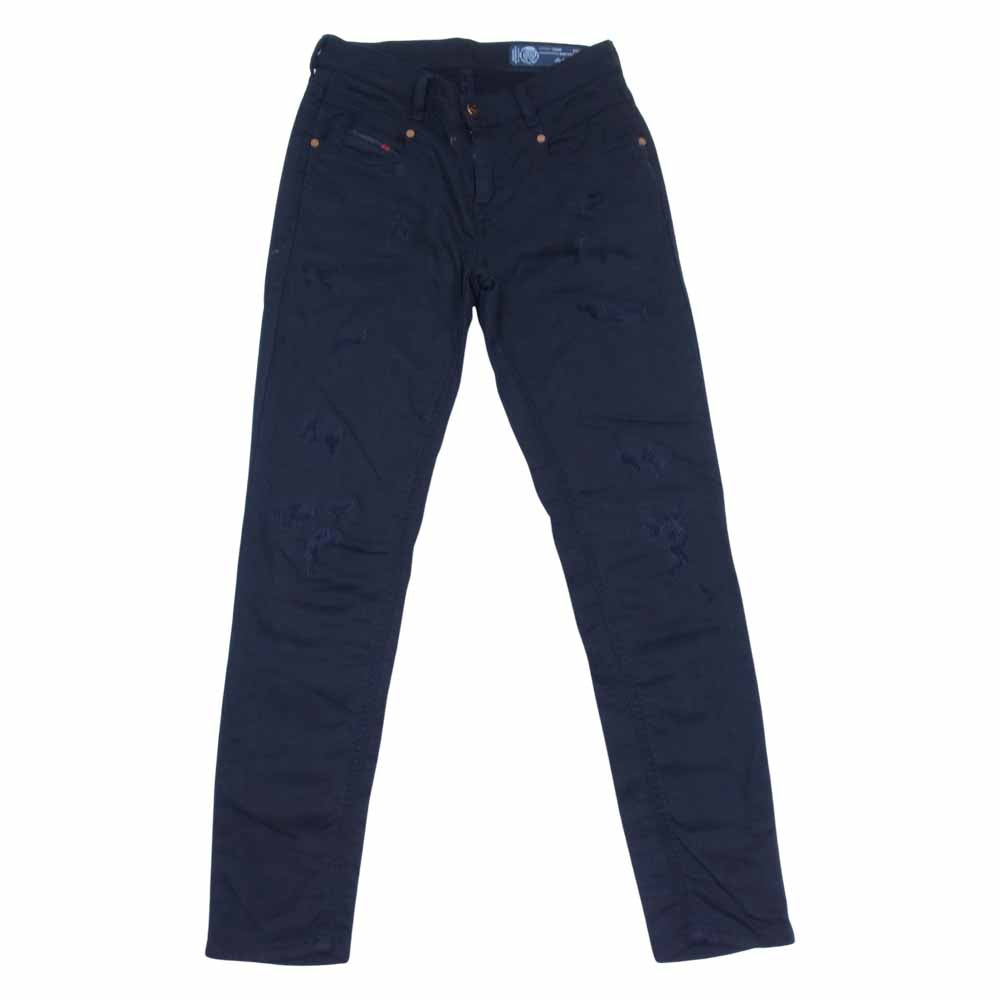DIESEL ディーゼル 0689C BELTHY-NE ダメージ加工 ジョグジーンズ スキニーデニム パンツ ネイビー系 23【中古】