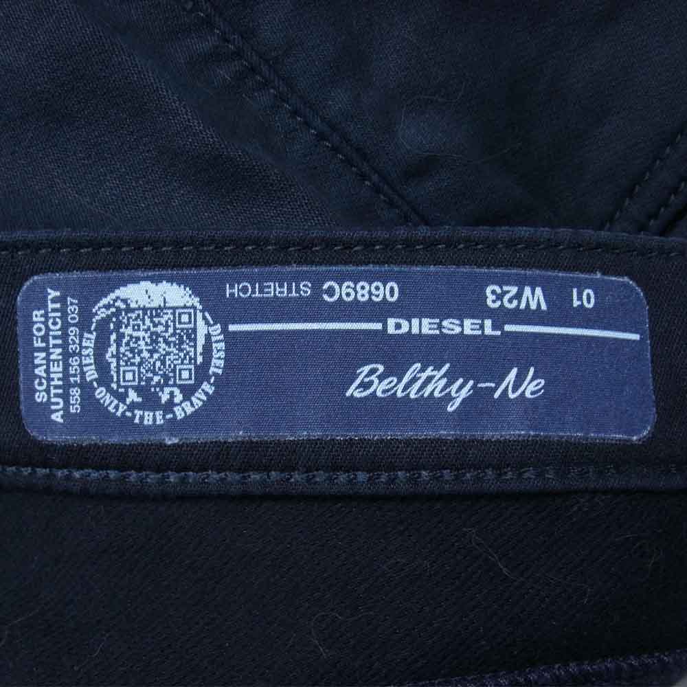 DIESEL ディーゼル 0689C BELTHY-NE ダメージ加工 ジョグジーンズ スキニーデニム パンツ ネイビー系 23【中古】