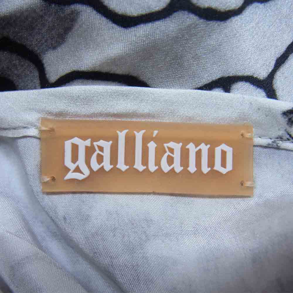 JOHN GALLIANO ジョンガリアーノ シルク100％ フラワー 総柄 スカート シルバー系 24/38【中古】