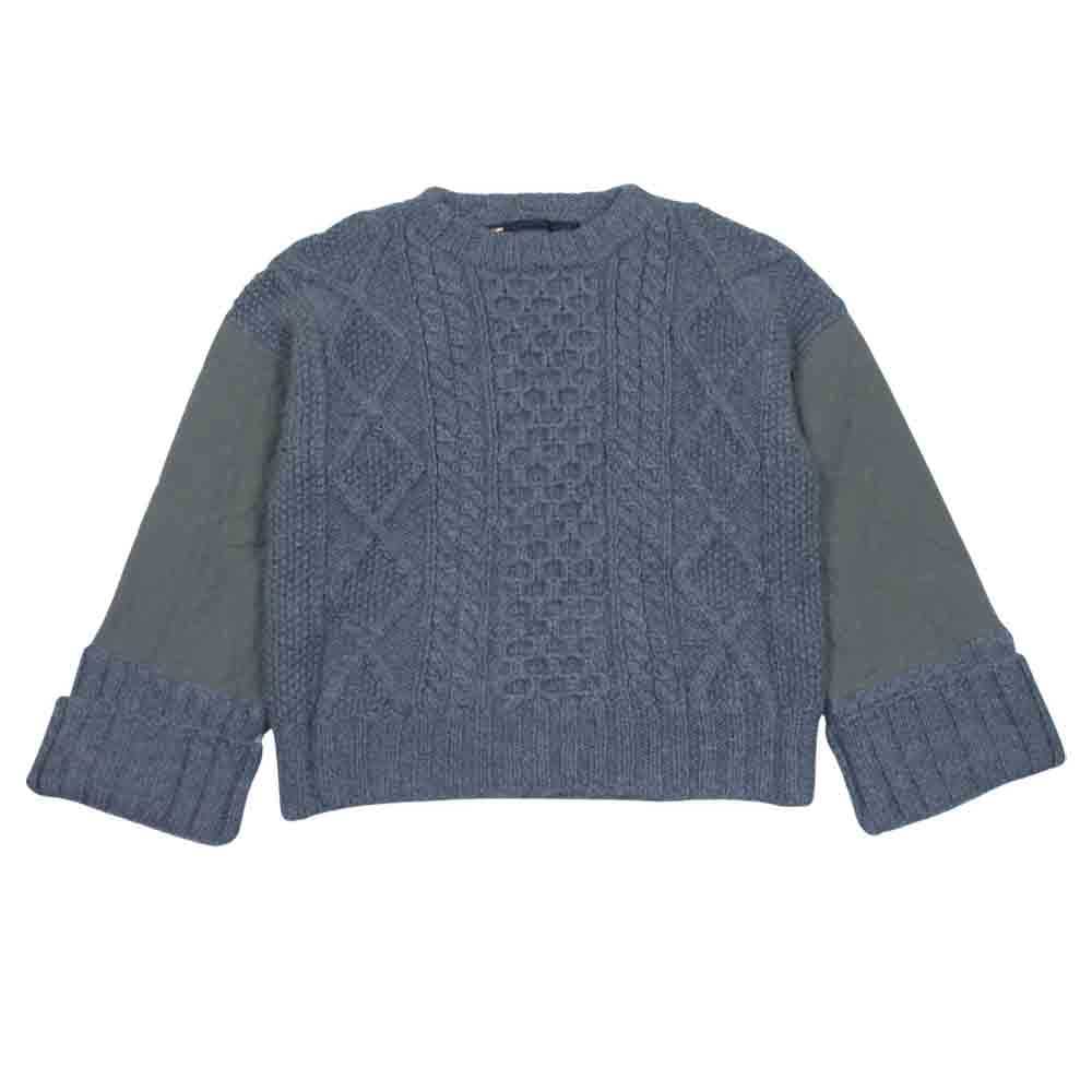 ミュラー オブ ヨシオ クボ MLF17806 Quilting cable knit キルティング 切替 ケーブル ニット レディース 青灰系 38【美品】【中古】
