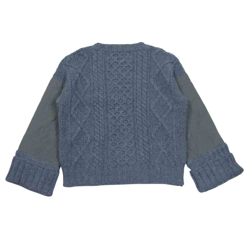 ミュラー オブ ヨシオ クボ MLF17806 Quilting cable knit キルティング 切替 ケーブル ニット レディース 青灰系 38【美品】【中古】