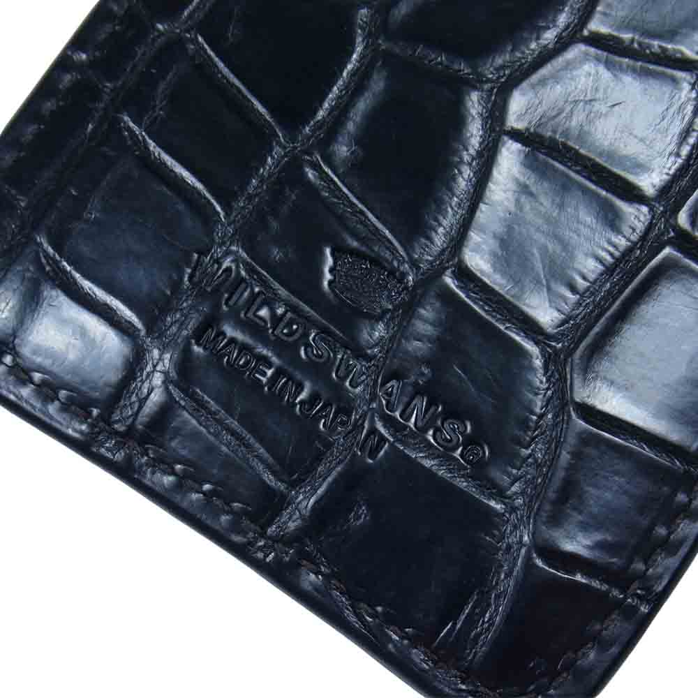 WILDSWANS ワイルドスワンズ クロコ×牛革 NAVIGO ナビゴ パスケース カードケース ブラック系【中古】